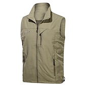 cheap Men&#039;s Vest-Men&#039;s Vest Gilet Fishing Vest Hiking Vest Sleeveless Vest Gilet Jacket Outdoor Holiday Streetwear Chic &amp; Modern Summer Spring Pocket Quick Dry Polyester / Cotton Breathable Pure Color Zipper Stand