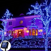 ieftine Lumini cu coarde solare-lumini cu led solare în aer liber 10/20/30/50/100m lumini șiruri de Crăciun rezistente la apă iluminare festivă lumini pentru copac în aer liber petrecere de nuntă pom de Crăciun grădină în aer liber