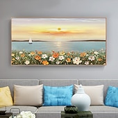 abordables Pinturas de paisajes-Mintura hecho a mano textura gruesa flores paisaje pintura al óleo sobre lienzo arte de la pared decoración cuadro abstracto moderno para la decoración del hogar enrollado sin marco pintura sin