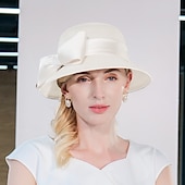 baratos Chapéu de Festa-Chapéus Elegantes e Fofos  Chapéus de Fibra  Chapéus de Palha com Laço  Fita 1PC Casual  Chá Party  Acessório do Melbourne Cup impressione no desfile Derby Chapéus Dia da Corrida Vestido 2025