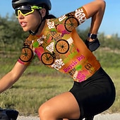 abordables Maillots de mujer-Mujer Maillot de Ciclismo Graphic Estampado Letra y Número Manga Corta Bicicleta Maillot Camiseta con 3 bolsillos traseros MTB Bicicleta Montaña Ciclismo Carretera Secado rápido Suave Bandas