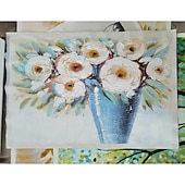 お買い得  花/植物画-ミンチュラ 手作り 厚いテクスチャー 花 油絵 キャンバス 壁アート 装飾 モダン 抽象画 ホームデコレーション ロールフレームレス 未延伸絵画