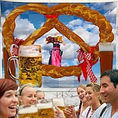 halpa Oktoberfest-oktoberfest juhlaseinä tapetti taide sisustus huopa verho riippuva koti makuuhuone olohuone sisustus polyesteri olut saksalainen baijerilainen