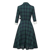 olcso Munkaruhák-női tartán ruha lengő ruha kockás ruha vintage ruha zöld piros hosszú ujjú kockás fűzős téli őszi ing gallér érett téli ruha őszi ruha 2022 s m l xl xxl