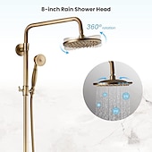 abordables Appareils de douche extérieurs-Robinet de douche, ensemble de système de douche, appareil de douche en laiton antique à effet pluie pommeau de douche de 8 pouces avec poignée de douche cascade bec de baignoire système de douche