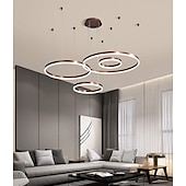Χαμηλού Κόστους Πολυέλαιοι-4φωτα led 110w κυκλικός πολυέλαιος led μοντέρνα κρεμαστά φώτα χρυσό καφέ για σαλόνι μπαρ δωμάτιο γραφείο 4 στρώσεις dimmable με τηλεχειριστήριο ρυθμιζόμενο μόνο με τηλεχειριστήριο
