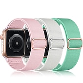 お買い得  Apple Watch Bands-3パック Solo Loop と互換性があります Apple Watch ウォッチバンド 38mm 40mm 41mm 42mm 44mm 45mm 49mm 弾性ある メタルクラスプ 伸縮性 ナイロン 交換用時計バンド のために iwatch Ultra 2 Series 9 8 7 SE 6 5 4 3 2 1