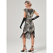 economico Abiti degli anni '20-Anni Ruggenti Anni 1920 Lunghezza al ginocchio Vestito Abito Flapper Abito da Ballo Normale Cortissima Il grande Gatsby Charleston Invitato al matrimonio Paillettes Frangia con nappe Scollo Tondo