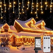 olcso Hálózatra csatlakoztatható elektronika-karácsonyi jégcsap fények kültéri dekoráció 10m 400 led 8 szín 8 mód vízálló meleg fehér fehér rgb 80 csepp karácsonyi eu dugj us plug uk plug au plug