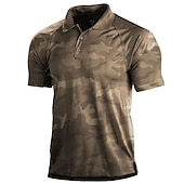 billiga Golfpikétröja för män-Herr Kamuflasje Kamouflage POLO Shirt Golftröja Kortärmad Skjorta Nedvikt Utomhus Ledigt 3D-tryck Armégrön Marinblå Grön Kaki Grå Mönster Button-Down Kläder Mode Ledigt Bekväm