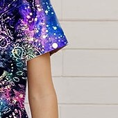 ieftine Animale 3D ale fetei-Fete 3D Animal Galaxie Lup Tricou Manșon scurt Tipărire 3D Vară Primăvară Activ Modă Drăguţ Poliester Copii 3-12 ani În aer liber Zilnic Fit regulat