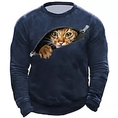 abordables Sudaderas 3D para hombre-Hombre Unisexo Gato Estampados Sudadera Pull-over Manga Larga Camisa de entrenamiento Cuello Barco Ropa de calle Design Casual Impresión 3D Diario Deportes Festivos Estampado Primavera &amp; Otoño