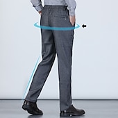 preiswerte Schlank-Herren Anzughosen Hose Hosen Chinesisch Chino Elastische Taille Glatt Komfort Atmungsaktiv Hochzeit Geschäft Casual Modisch Klassisch Schwarz Staubiges Blau Hoher Taillenbund elastisch