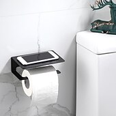 cheap Toilet Paper Holders-Toilet Paper Holder Multi-Functional Storage Roll Paper Holder Black Matt Space Aluminum