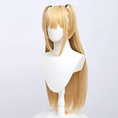 cheap Synthetic Trendy Wigs-Misa Amane Wigs Misa Amane cosplay Wig Anime  Cosplay Wig HSIU Misa Amane Women  Cosplay Golden Long Hairwig Cap MisaMisa Wig