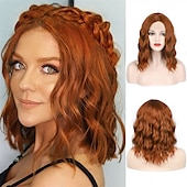 billige Syntetiske trendy parykker-sadie vask parykk auburn parykk for kvinner lang bølget kobber rød parykk krøllet syntetisk blonder parykk vann bølge ingefær parykk dyp bølge halloween cosplay daglig fest hår erstatning parykk