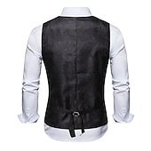 baratos Gilets-Homens Colete Gilet Casamento Festa Bagels à moda Confortável Verão Primavera Bolsos Poliéster Respirável Floral Não Trespassado Decote V Normal Prata Preto Azul Marinho Escuro Dourado Colete