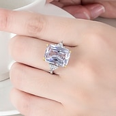 cheap Rings-Ring Wedding Geometrical White Yellow Rosy Pink Copper Rhinestone Stylish Simple Luxury 1pc / Women&#039;s / One Earring