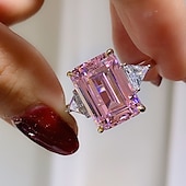 cheap Rings-Ring Wedding Geometrical White Yellow Rosy Pink Copper Rhinestone Stylish Simple Luxury 1pc / Women&#039;s / One Earring