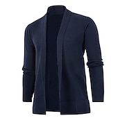 preiswerte Herren Strickjacke-Herren Pullover Strickjacke Gerippt Stricken Strick Feste Farbe Hemdkragen Basic Stilvoll Täglich Festtage Bekleidung Winter Herbst Schwarz Wein M L XL