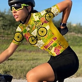 abordables Maillots de mujer-Mujer Maillot de Ciclismo Graphic Estampado Letra y Número Manga Corta Bicicleta Maillot Camiseta con 3 bolsillos traseros MTB Bicicleta Montaña Ciclismo Carretera Secado rápido Suave Bandas