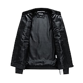 baratos Casacos &amp; Sobretudos para Homem-Homens Blusão de couro falso Jaqueta de Transição Jaqueta de motociclista Jaqueta de Motocicleta Diário Motocicletas Térmico / Quente Á Prova-de-Chuva Zip Completo Outono Cores Variadas Simples