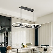 זול אורות תליון-אור תקרה לד 80W 4 עיגולים מתכוונן גובה LED מודרני תקרה אור זהב ושחור מתאים לחדר אוכל וחדר שינה ac110v ac220v
