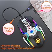 abordables Souris-a5 souris sans fil rechargeable gaming rgb lumineux muet silencieux coloré ordinateur souris de jeu