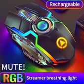 abordables Souris-a5 souris sans fil rechargeable gaming rgb lumineux muet silencieux coloré ordinateur souris de jeu