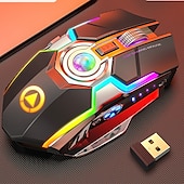 abordables Souris-a5 souris sans fil rechargeable gaming rgb lumineux muet silencieux coloré ordinateur souris de jeu