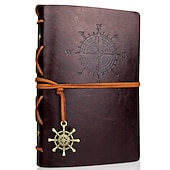 cheap Notebooks &amp; Planners-Travel Journal Notebooks Vintage PU Leather Note Book Quality Paper No Lines Thick and Smooth to Write in A6 Refillable Notebook 7 by 5 Inches 80 Sheets, Back to School Gift