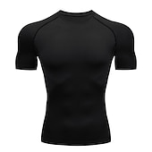 お買い得  メンズ アクティブ T シャツ &amp; タンクトップ-男性用 コンプレッション・シャツ ランニングＴシャツ 半袖 Tシャツ スポーツ 夏 高通気性 速乾性 吸汗性 ソフト ジムトレーニング ランニング アクティブトレーニング スポーツウェア アクティブウェア ストライプ バイオレット ブラック ホワイト