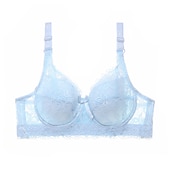abordables Sujetadores y bralettes-Sujetadores de encaje para mujer, sujetadores acolchados, sujetadores con aros, tirantes desmontables, copa 3/4, escote en V, transpirables, push up, encaje, color puro, gancho&amp;amp;Conjuntos casuales