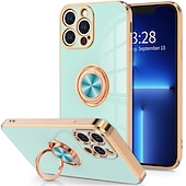 Недорогие Чехлы для iPhone-Чехол для телефона для iPhone 16e iPhone 16 iPhone 15 Pro Max Plus iPhone 14 13 12 11 Pro Max Mini X XR XS Max 8 7 Plus чехол с подставкой кольцом защитой объектива камеры TPU с покрытием