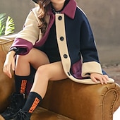 cheap Girl&#039;s Trench Coats-Girls&#039; 3D Kids Winter Jacket Color Block Coat Long Sleeve Spring Fall Active Adorable Kids 3-12 Years Regular Fit