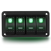 cheap Car Charger-4 Gang Rocker Switch Panel 5Pin On Off Toggle Switch Aluminum Holder 12V 24V Dash Pre-Wired Blue Green Red Backlit Switches for Automotive Cars Marine Boats RVs Truck