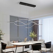 cheap Island Lights-100/120 cm LED Pendant Light Wave Design Line Design Black Gold  Metal Artistic Style Modern Style  Office, Shops Stylish Painted Finishes Artistic LED 110-120V 220-240V