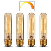 abordables Ampoules incandescentes-T10 vintage edison ampoule 40 watts dimmable antique tubulaire ancienne ampoule à incandescence blanc chaud e26/e27 base lampe en verre ambré pour luminaires décoratifs ac220v ac110v
