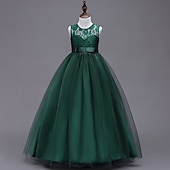 preiswerte Kleider für die Blumenmädchen-kinderkleidung Mädchen Blumenmädchen Kleid Kleid Einfarbig Ärmellos Hochzeit Party Spitze Gitter Kuschelig Polyester Maxi Blumenmädchenkleid Sommer 4-13 Jahre Buntes Lila Farbpulver Weiß
