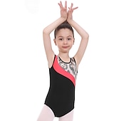 levne Dětské taneční oblečení-Dětské taneční kostýmy Balet Leotard / Kostýmový overal Potisk Barevně dělené Flitry Dívčí Trénink Výkon Bez rukávů Vysoký Polyester