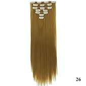 levne Clip in Extensions-yaki rovné syntetické vlasy 24 palcové prodloužení vlasů clip in / na 1ks / balení hladké dámské dívčí