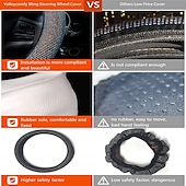 abordables Protège-volant-1 pc Cuir Couverture de volant Respirable Ajustement universel Pour 15&quot;~15&quot;1/2