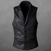 baratos Gilets-Homens Colete de camurça Casamento Rua Feriado Para Noite Estilo vintage Casual Outono Inverno Bolsos Camurça Manter Quente Cor imaculada Não Trespassado Decote V Normal Preto Marron Colete