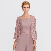 cheap Mother&#039;s Wraps-Mother&#039;s Wraps Bolero Coats / Jackets Elegant 3/4 Length Sleeve Floral Lace Wedding Guest Wraps With Lace For Fall Wedding Event Formal Party Spring &amp; Summer Only Wraps dress to impress 2025
