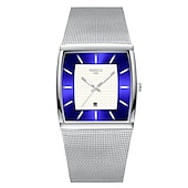 cheap Quartz Watches-NIBOSI Blue Square Mens Watches Top Brand Luxury Quartz Watch Men Slim Waterproof Male Wristwatch Men Relogio Masculino 2376