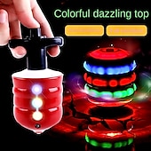 abordables Jouets Lumineux-Gyroscope rotatif avec son et lumière LED, toupie style pressage/imitation bois/magnétique clignotant, jouets lumineux pour enfants, cadeau pour garçon&amp;amp;filles