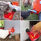 cheap Fishes-5pcs Automatic Chicken Waterer Cups Plastic Backyards Chicken Water Feeder Poultry Water Drinking Cups Bowls Float Style Feed