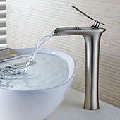 cheap Classical-Bathroom Sink Faucet,Brass Waterfall Centerset Single Handle One Hole Bath Taps