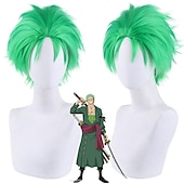 abordables Perruques d&amp;#39;anime-une pièce roronoa zoro perruques courtes roronoa zoro une pièce perruques vert cosplay cheveux synthétiques anime partie synthétique halloween