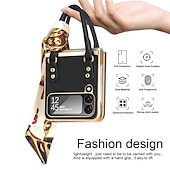 economico Cover Samsung-telefono Custodia Per Samsung Galaxy Z Flip 5 Z Flip 4 Z Flip 3 Copertura Posteriore Portatile Moda Protezione Completa Tinta unita PC Pelle PU